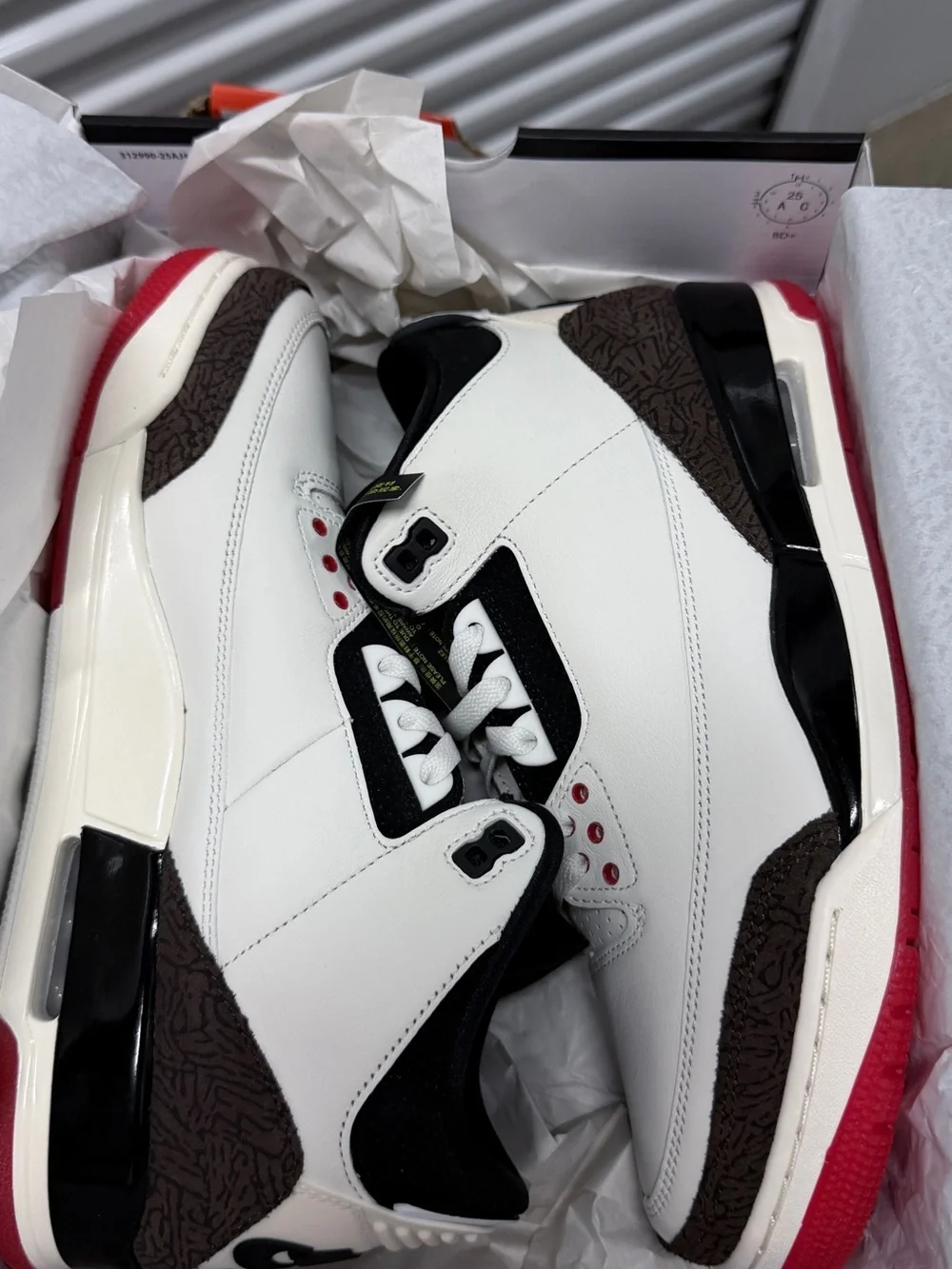 Jordan 3 Retro Men’s size 10 White Black Red with Brown Accents
